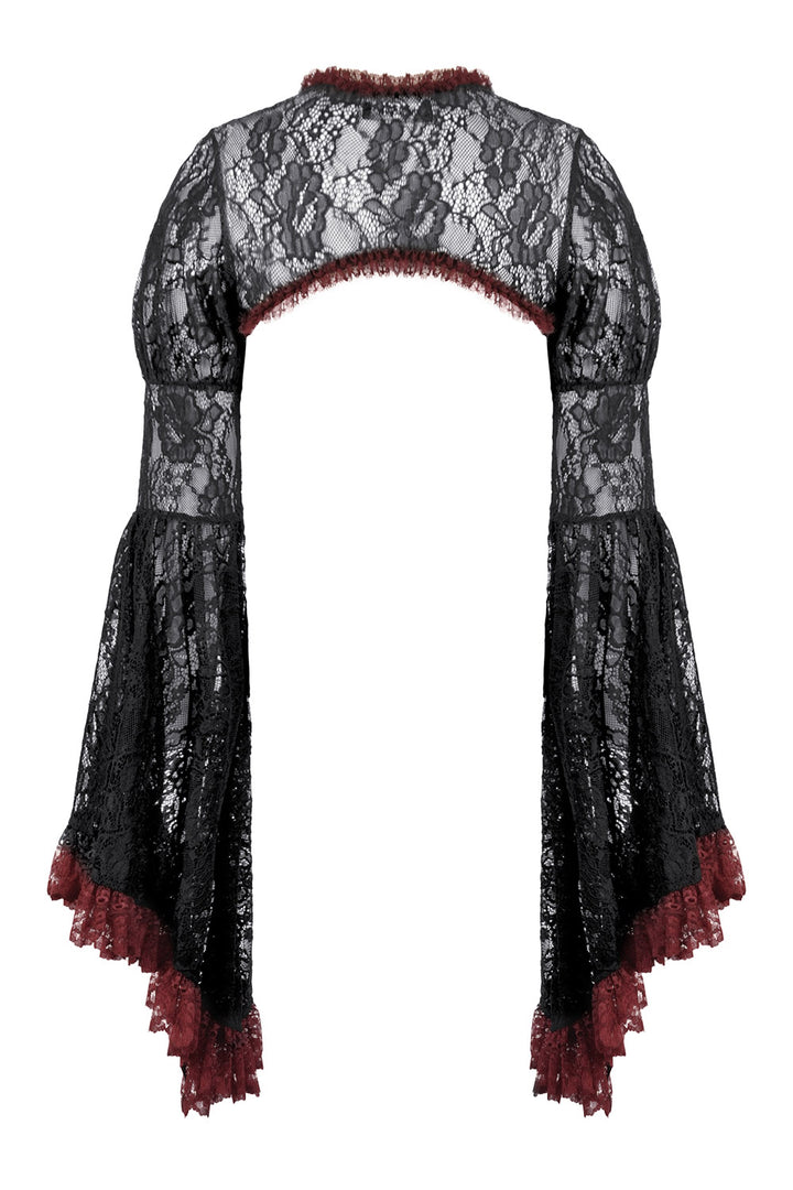 puff shoulder gothic black and red cardigan