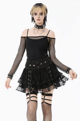 Dark In Love womens black lace punk skirt