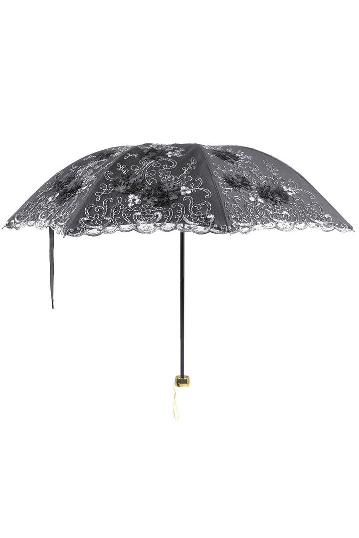 lace ruffled foldable embroidered lace umbrella