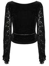 lace-up velvet lace blouse