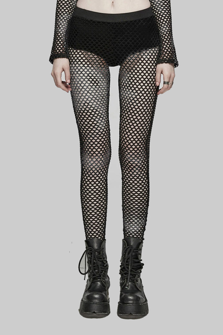 womens black and white fishnet tights