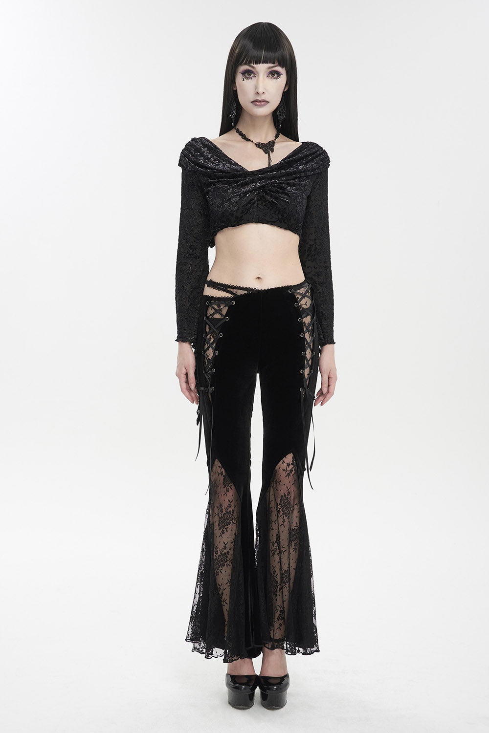 victorian gothic bell bottom flared pants