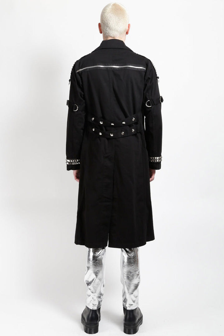 mens punk studded long black trenchcoat