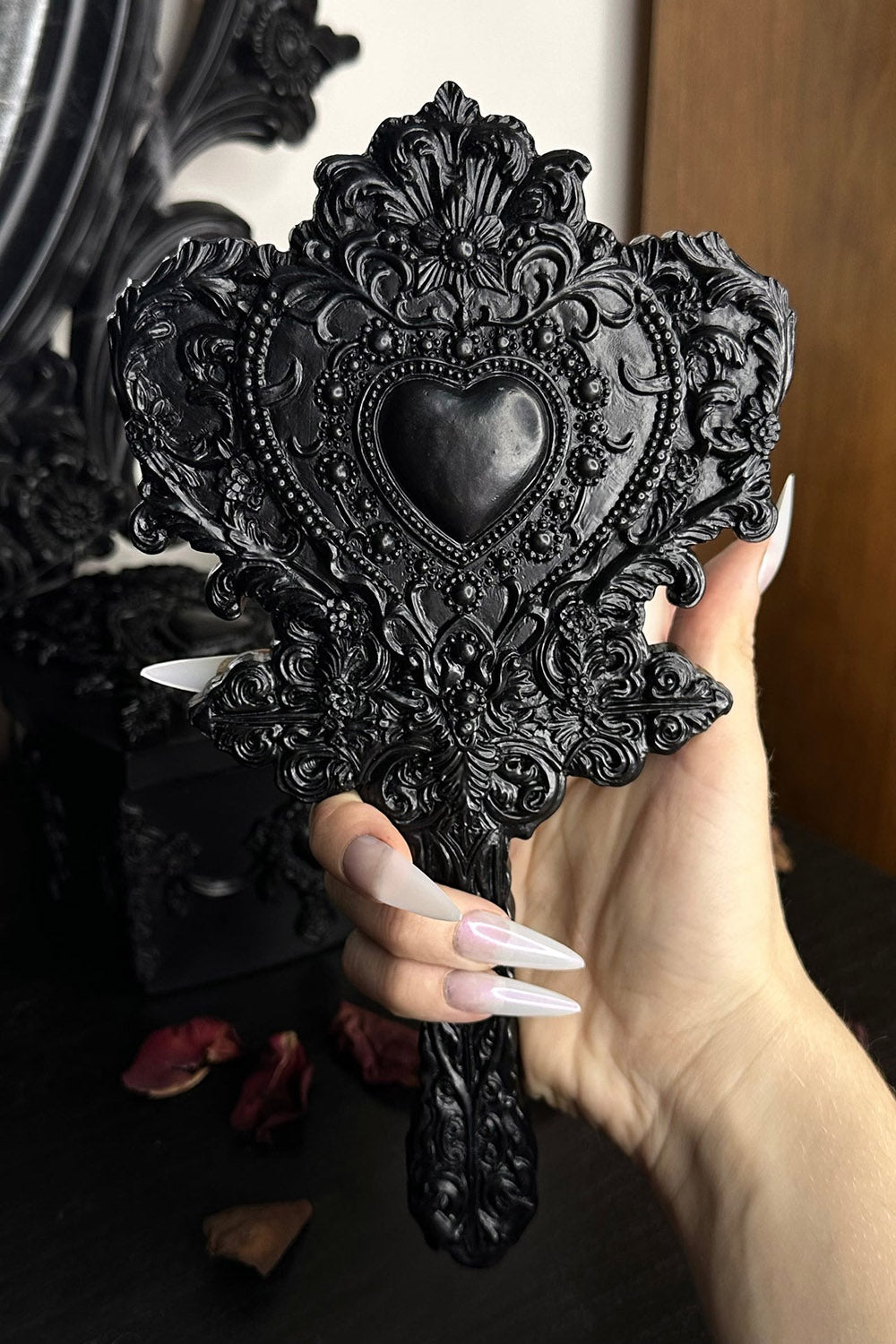 romantic goth hand mirror