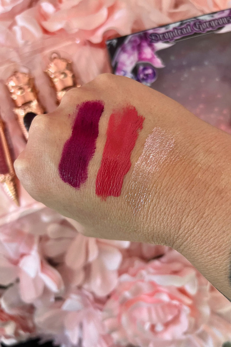 lipstick swatches of goth makeup