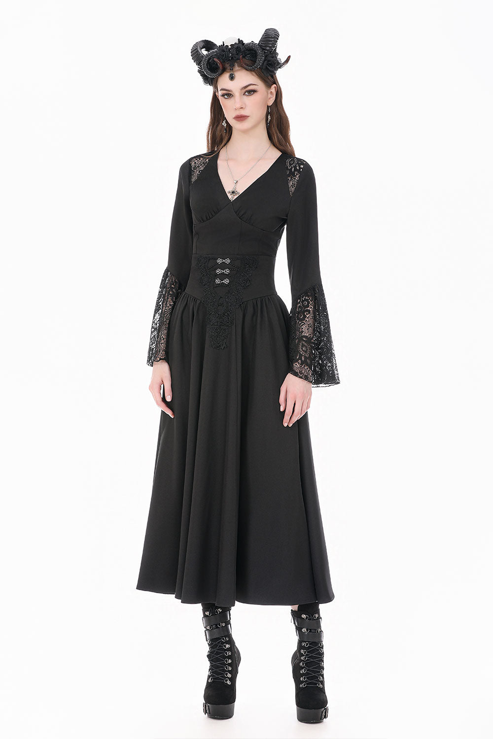 Womens gathered black maxi skirt