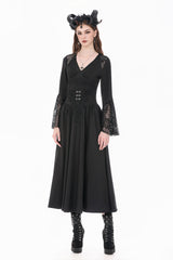 Womens gathered black maxi skirt
