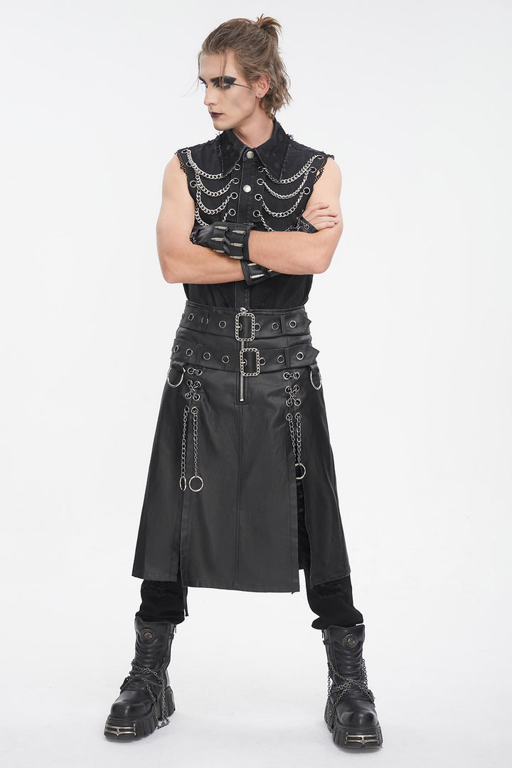 mens double buckle grunge goth kilt skirt