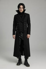 mens gothic spiked shoulder trench coat