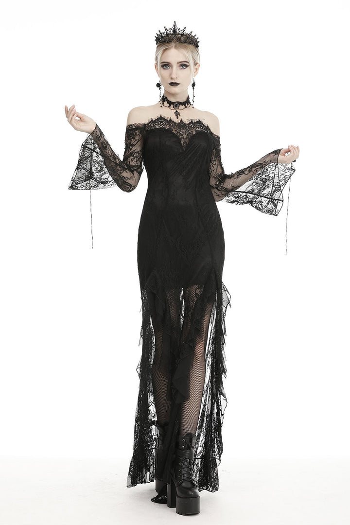 gothic lace dress with attached underskirt