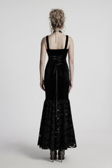 embroidered lace-up back velvet gown by punk rave