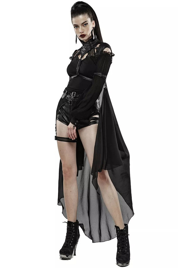 womens began leather long cape harness