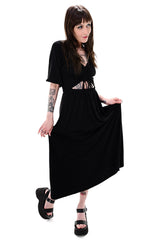 gothic long cutout black midi dress by foxblood