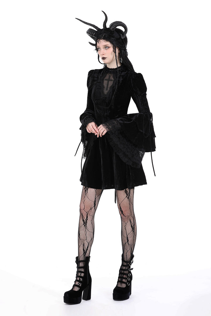 flared sleeve gothic dress