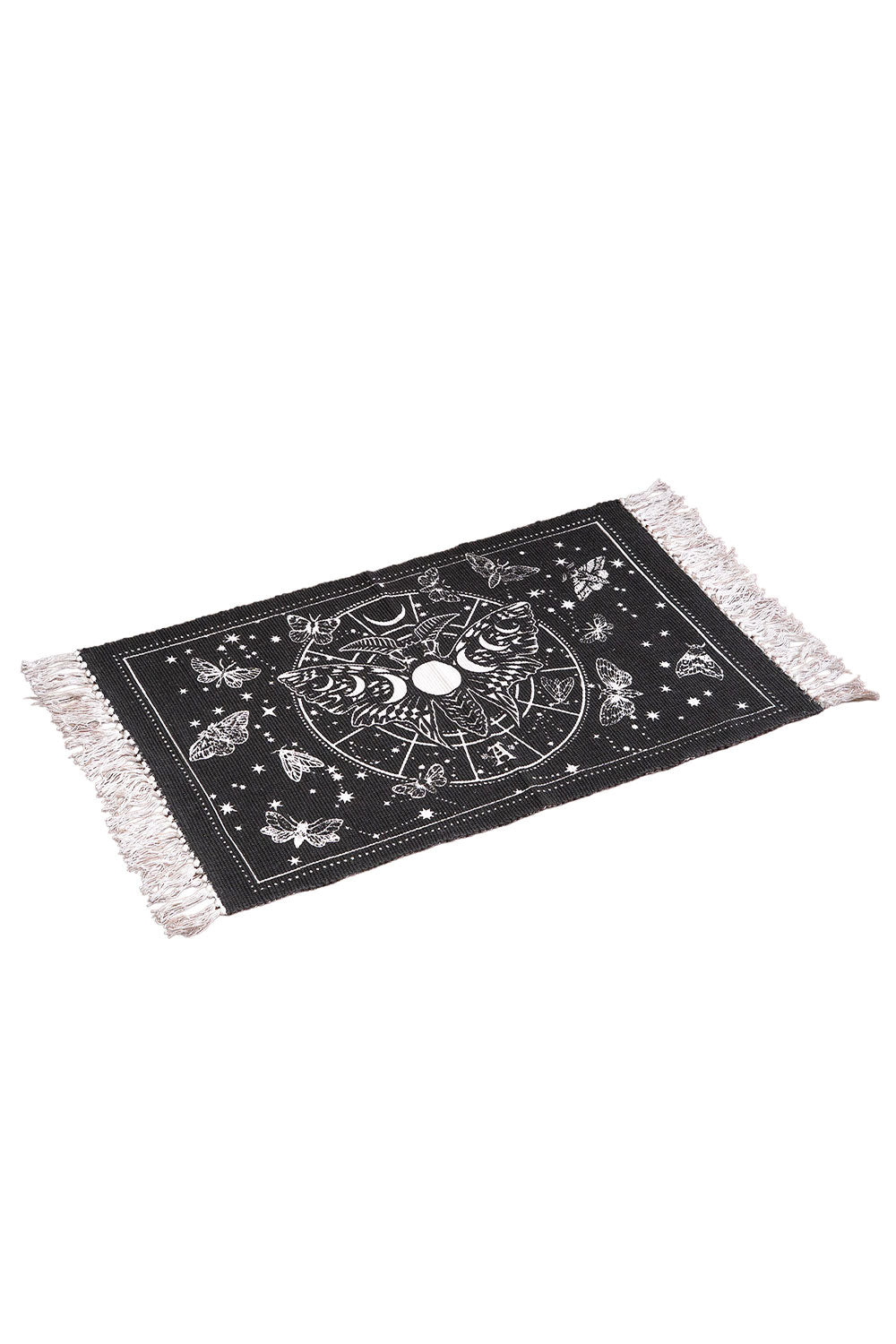 Goth lunar moth rug for mystical witchy aesthetic