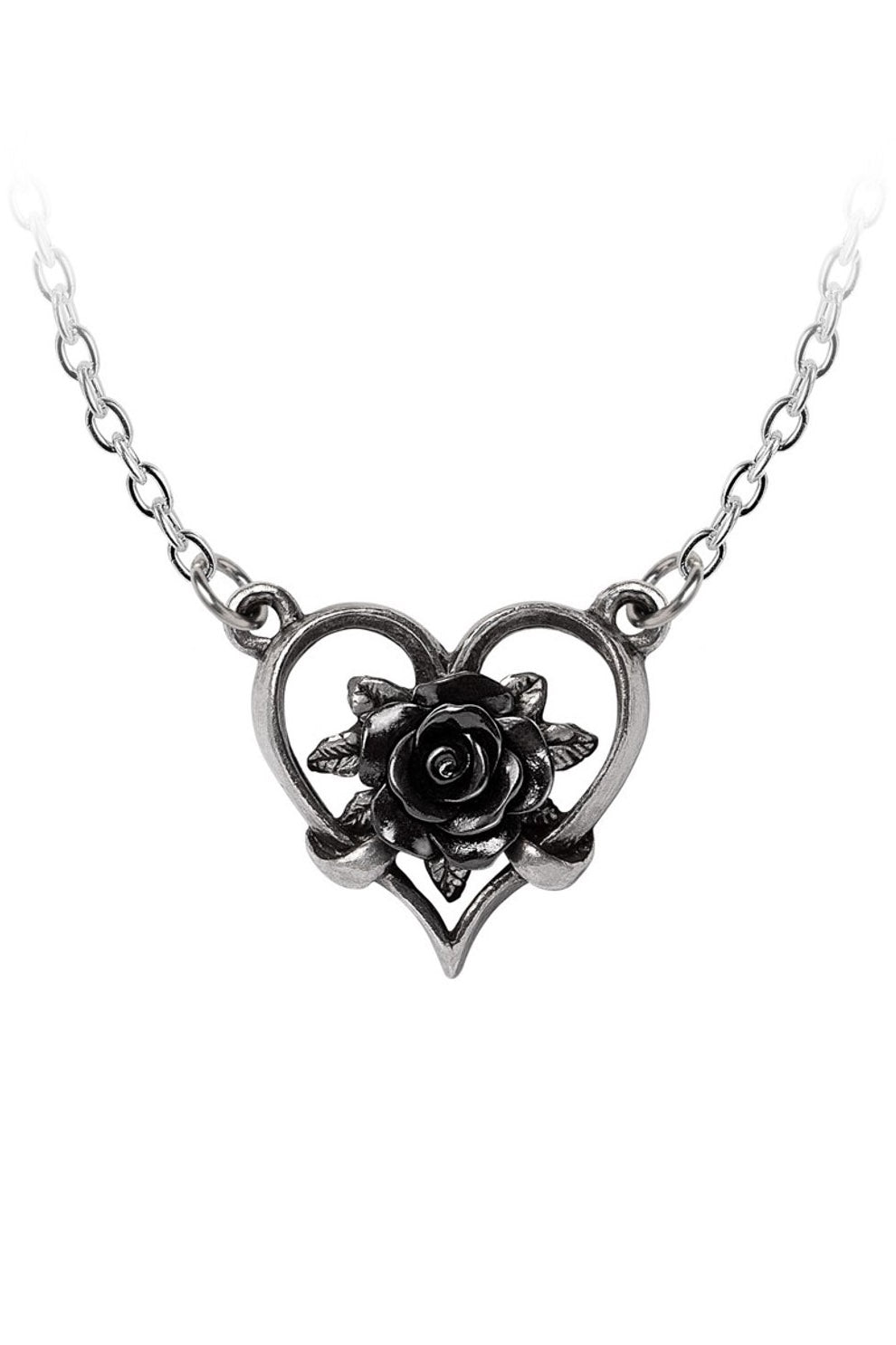 black heart-shaped rose necklace