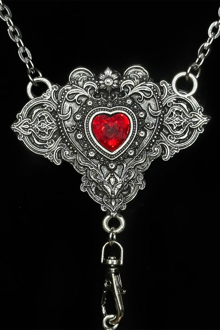 red heart gothic rosary necklace 