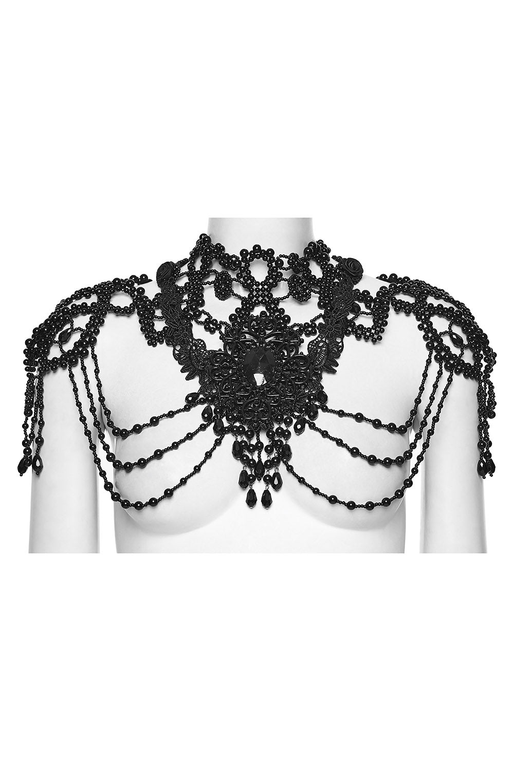 beaded gothic shawl  with cameo frame 