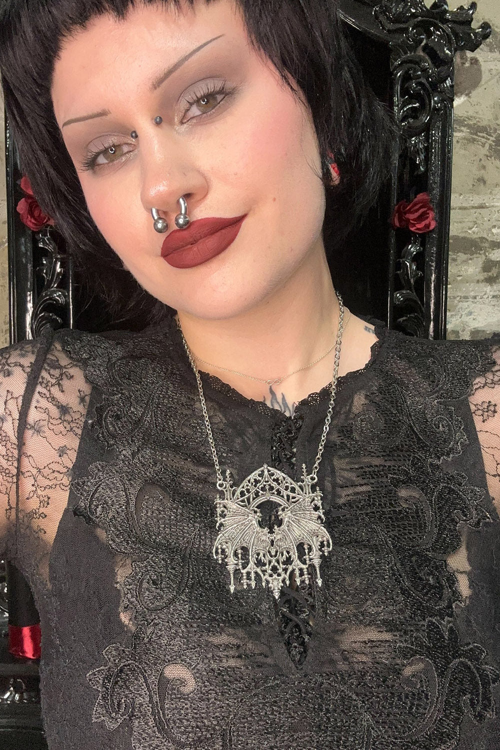 gothic batwing necklace