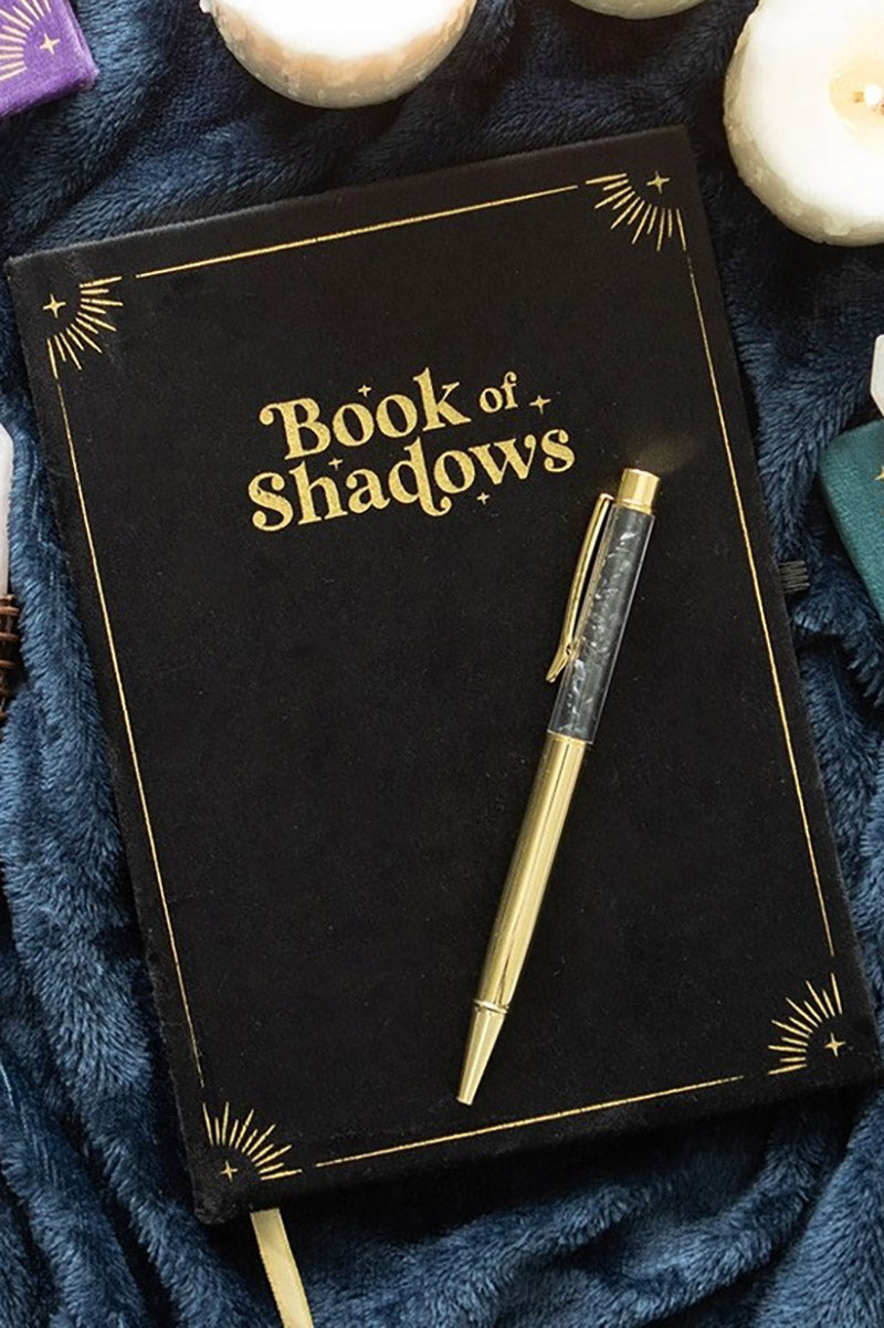 Book of Shadows Journal with Black Obsidian Crystal Pen