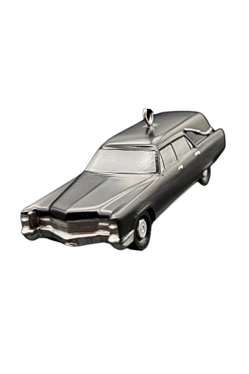 black gothic hearse care christmas ornament 