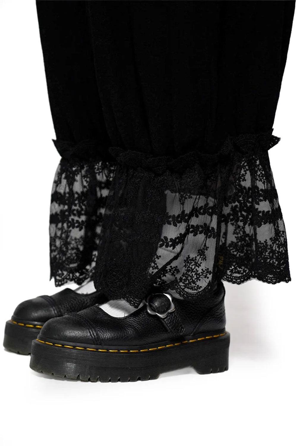 womens straight let pants with lace trim, drawstring waist, and pockets