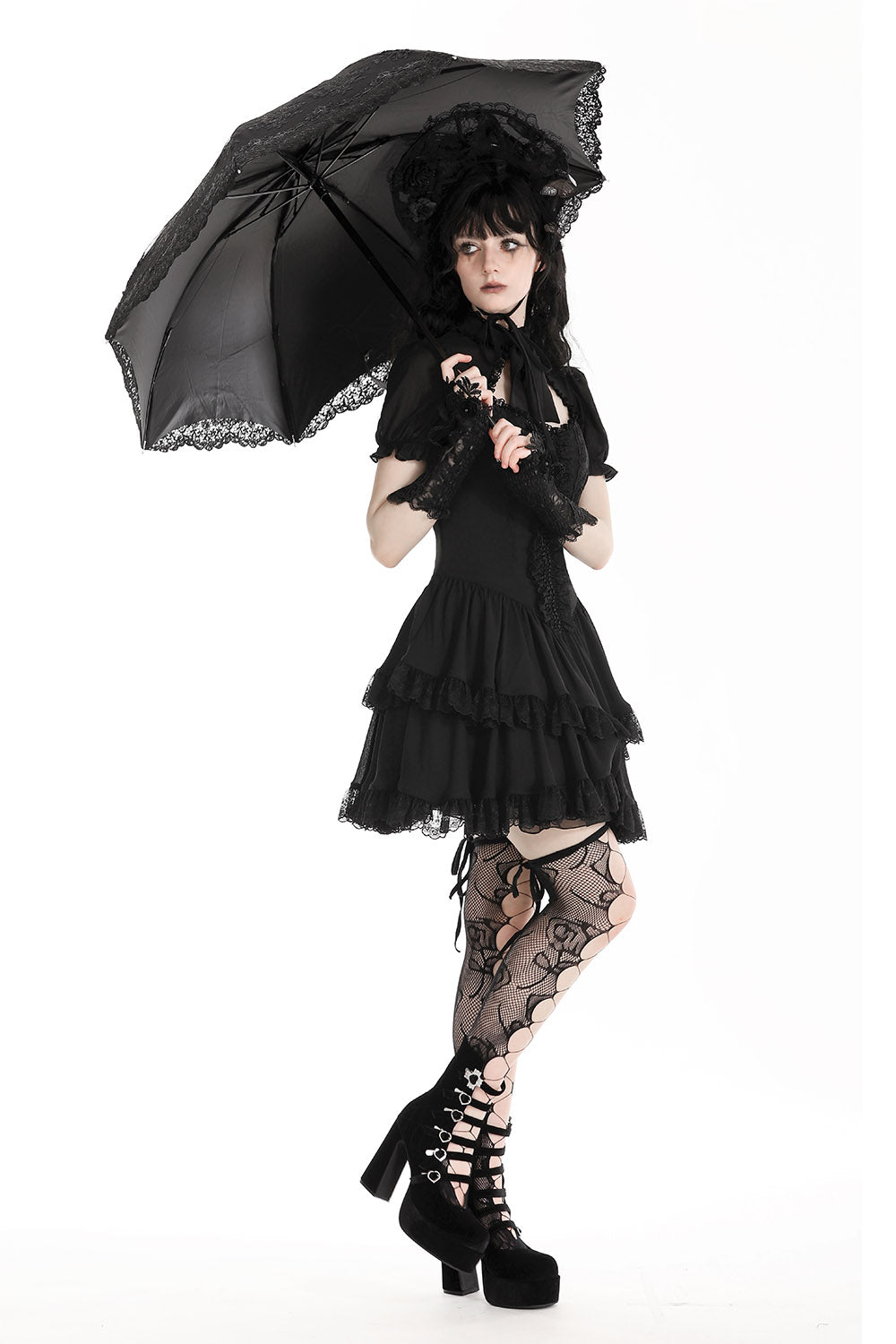black gothic lolita lace umbrella