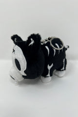 novelty 3d embroidered skeleton pig keychain