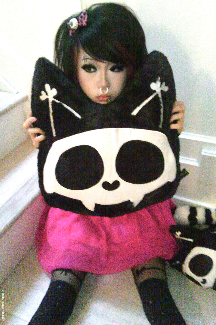 Skelekitty Throw Pillow