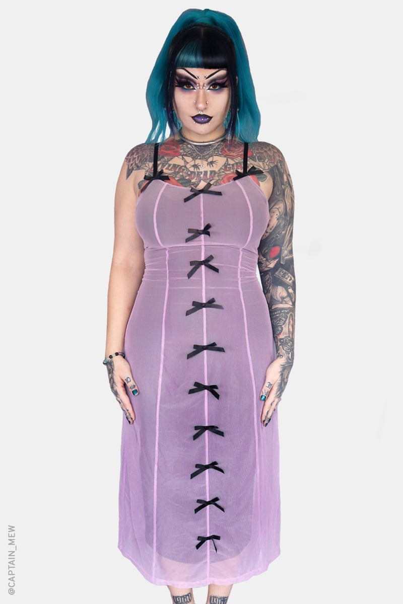 kawaii goth lavender ribbon bow maxi dress by forest ink