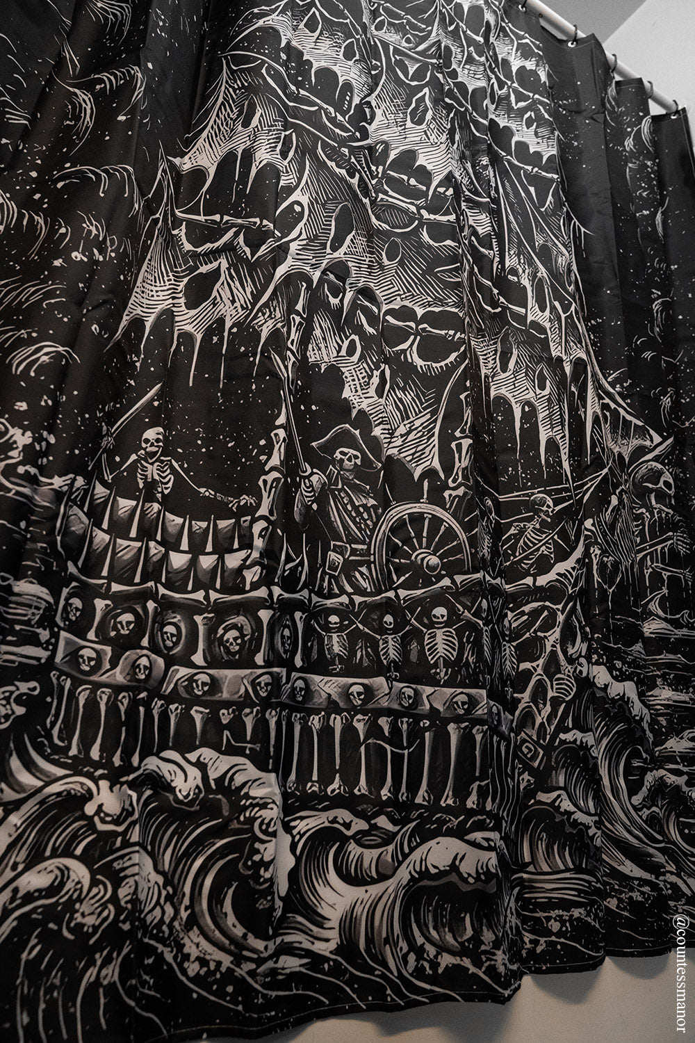 distressed pirate ship shower curtain