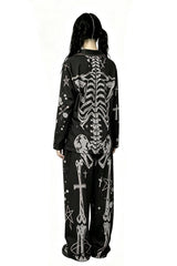 button-up womens gothic skeleton horror halloween pajama set