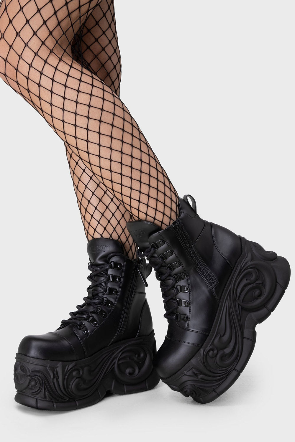 lace-up gothic platform boots with ornate whimsigoth platform heels