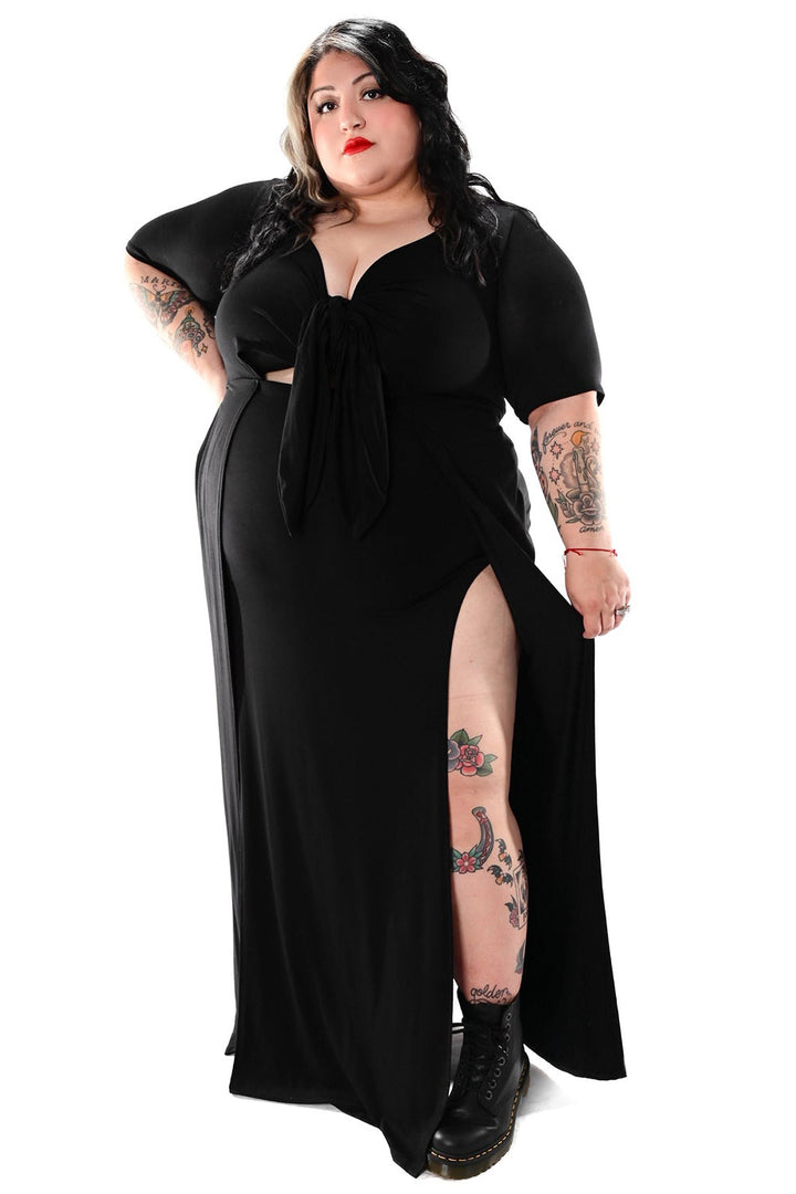 front tied plus size gothic gown