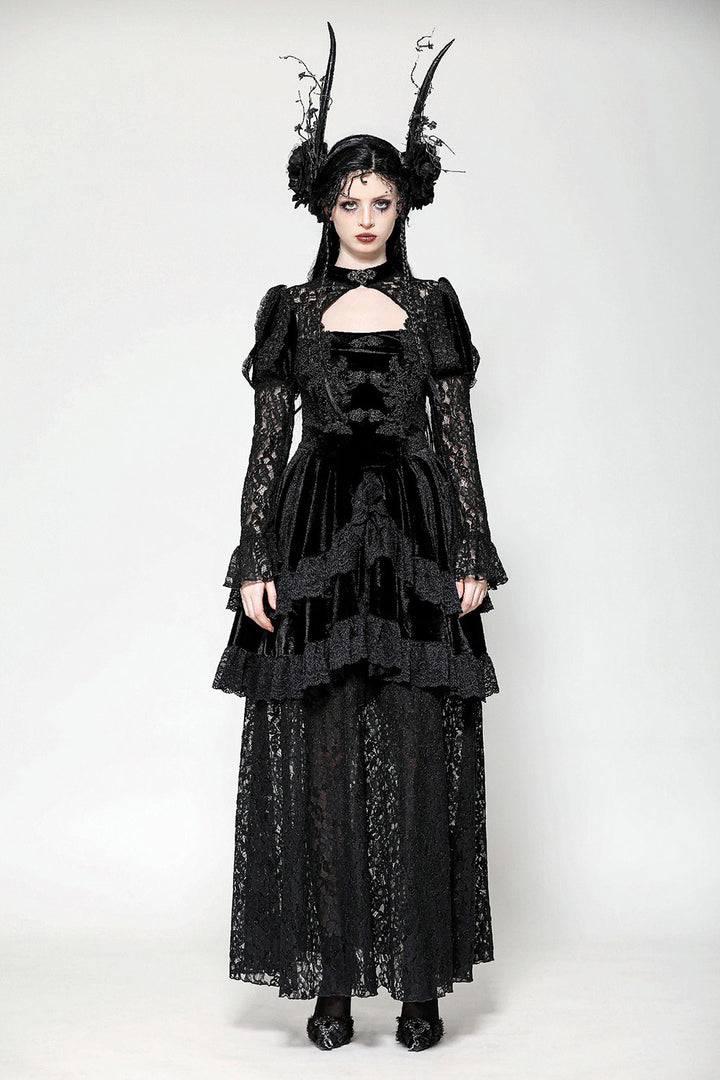 embroidered romantic goth long maxi dress