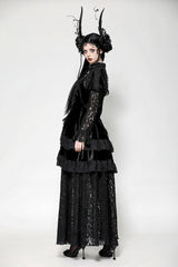 puffed shoulder layered ruffled gothic gown 