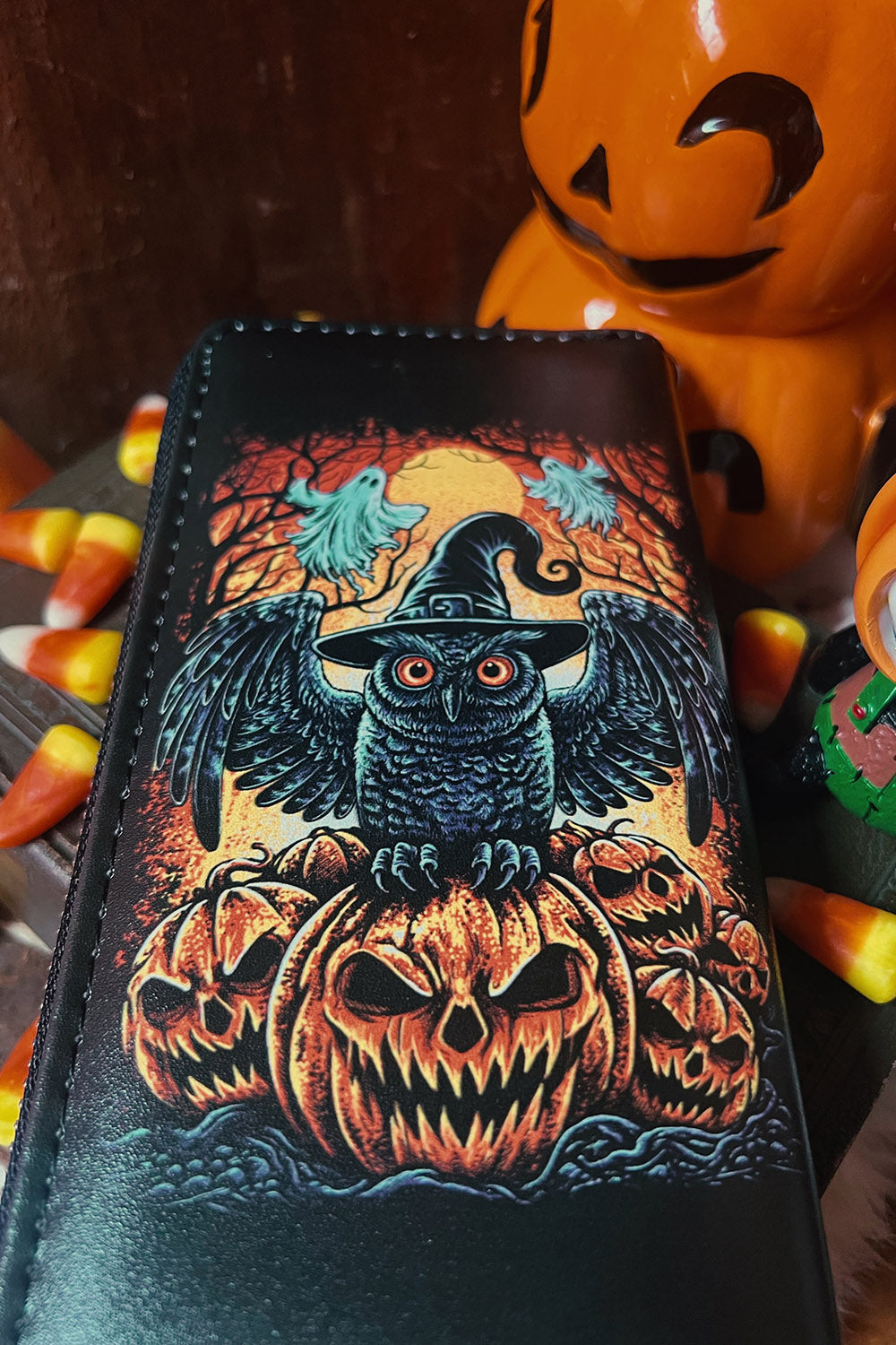 halloween owl pumpkin wallet