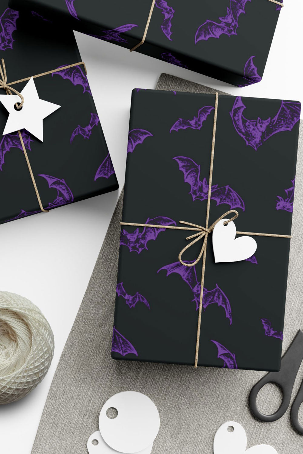 gothic birthday bat wrapping paper
