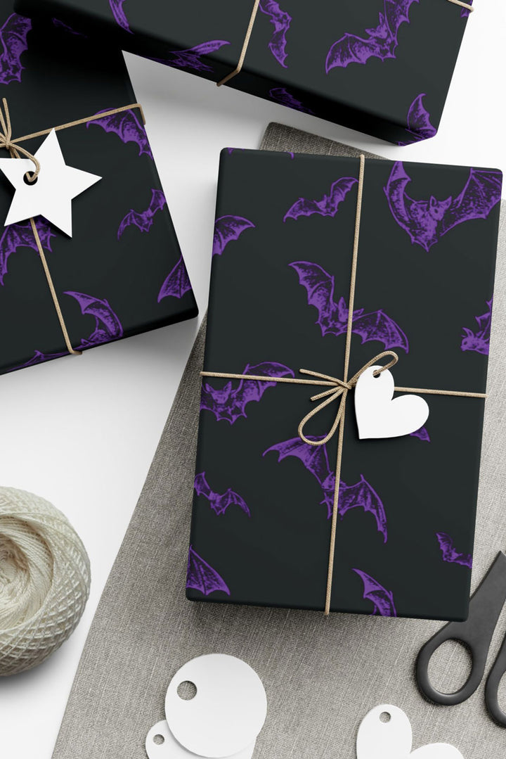 gothic birthday bat wrapping paper