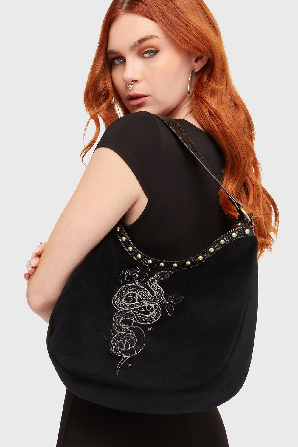 womens gothic velvet snake purse