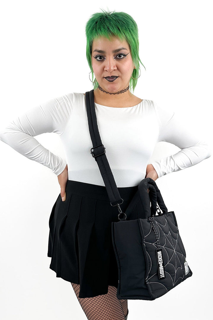 wicked misfit street style spiderweb tote bag made of nylon