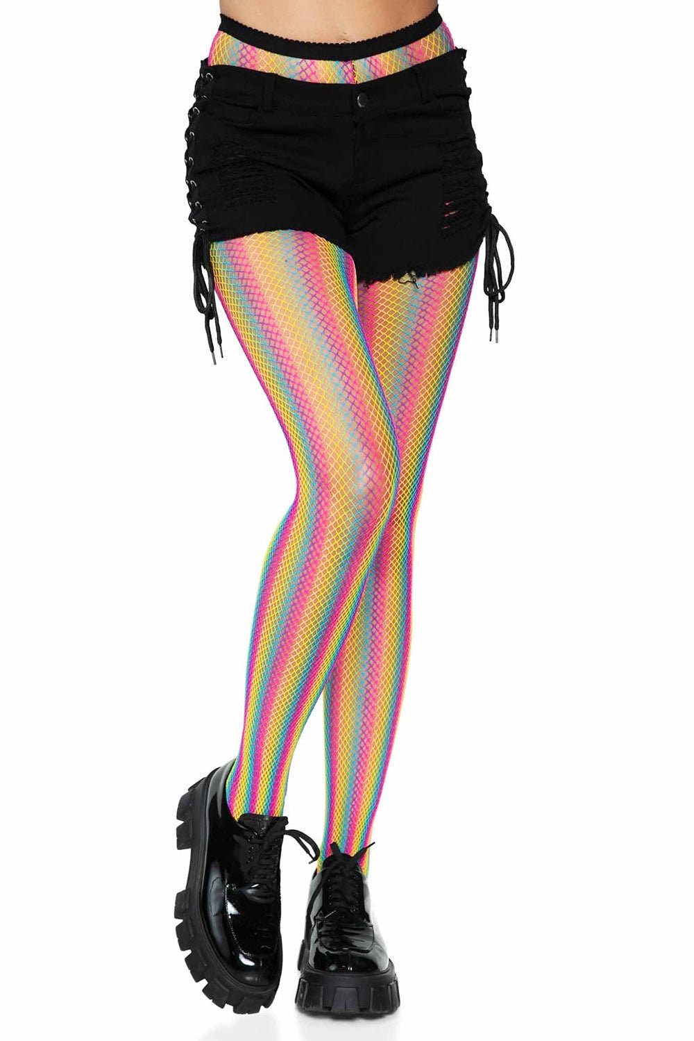 Goth Rainbow Fishnet Tights