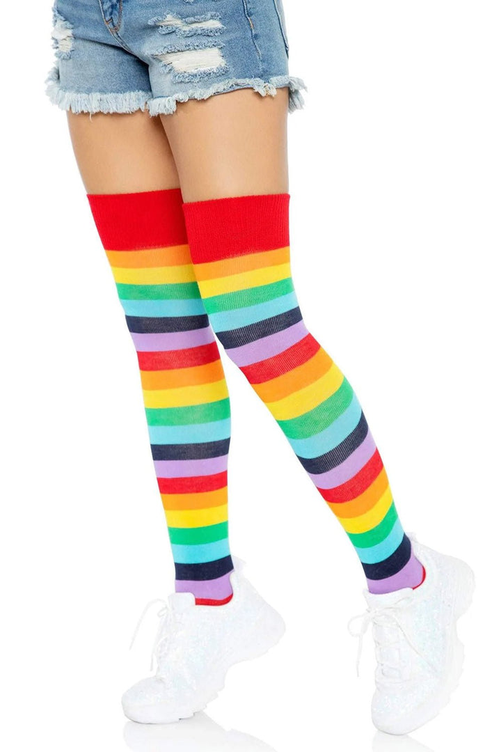 Goth Rainbow Thigh High Socks - socks & stockings - VampireFreaks - Leg Avenue