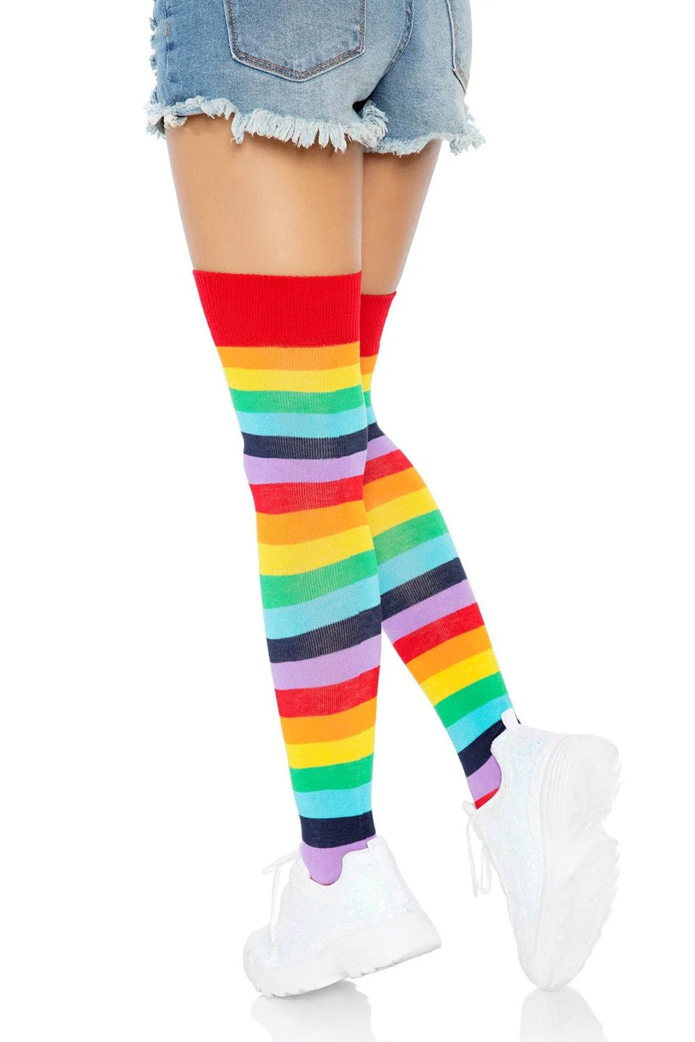 Goth Rainbow Thigh High Socks