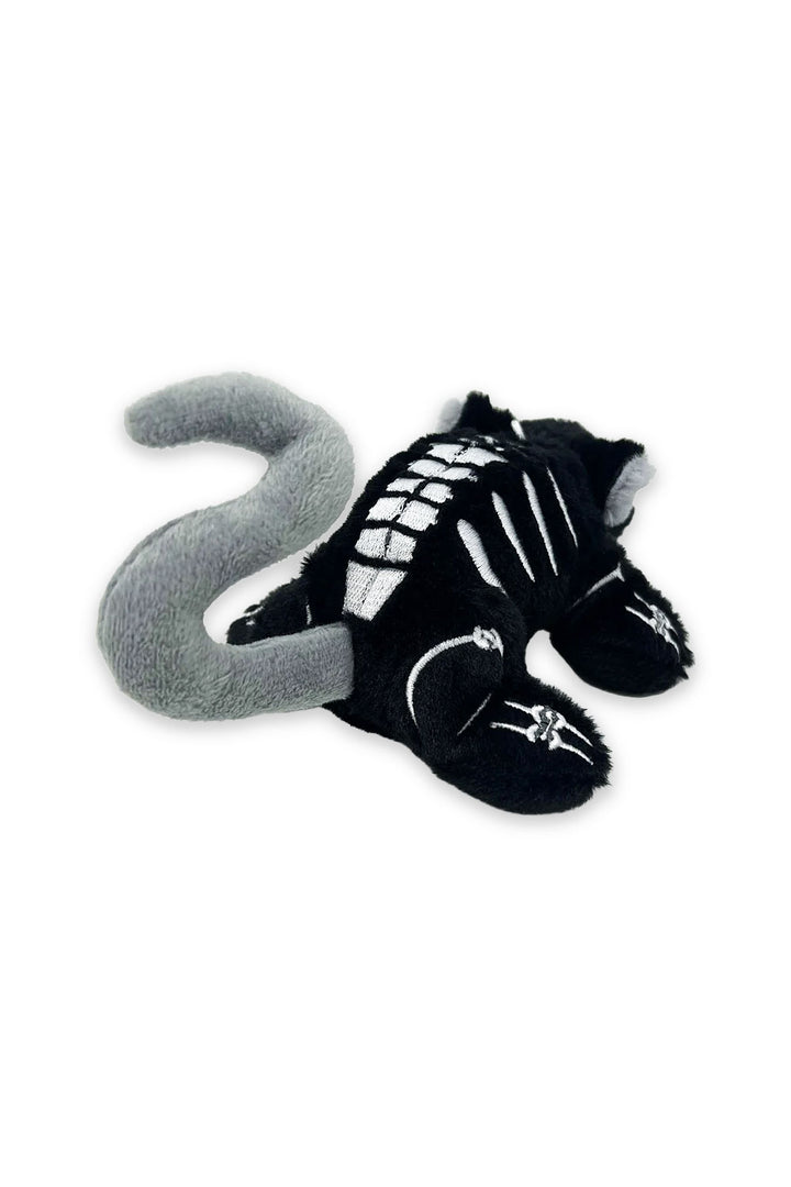 embroidered skeleton rat plush keychain