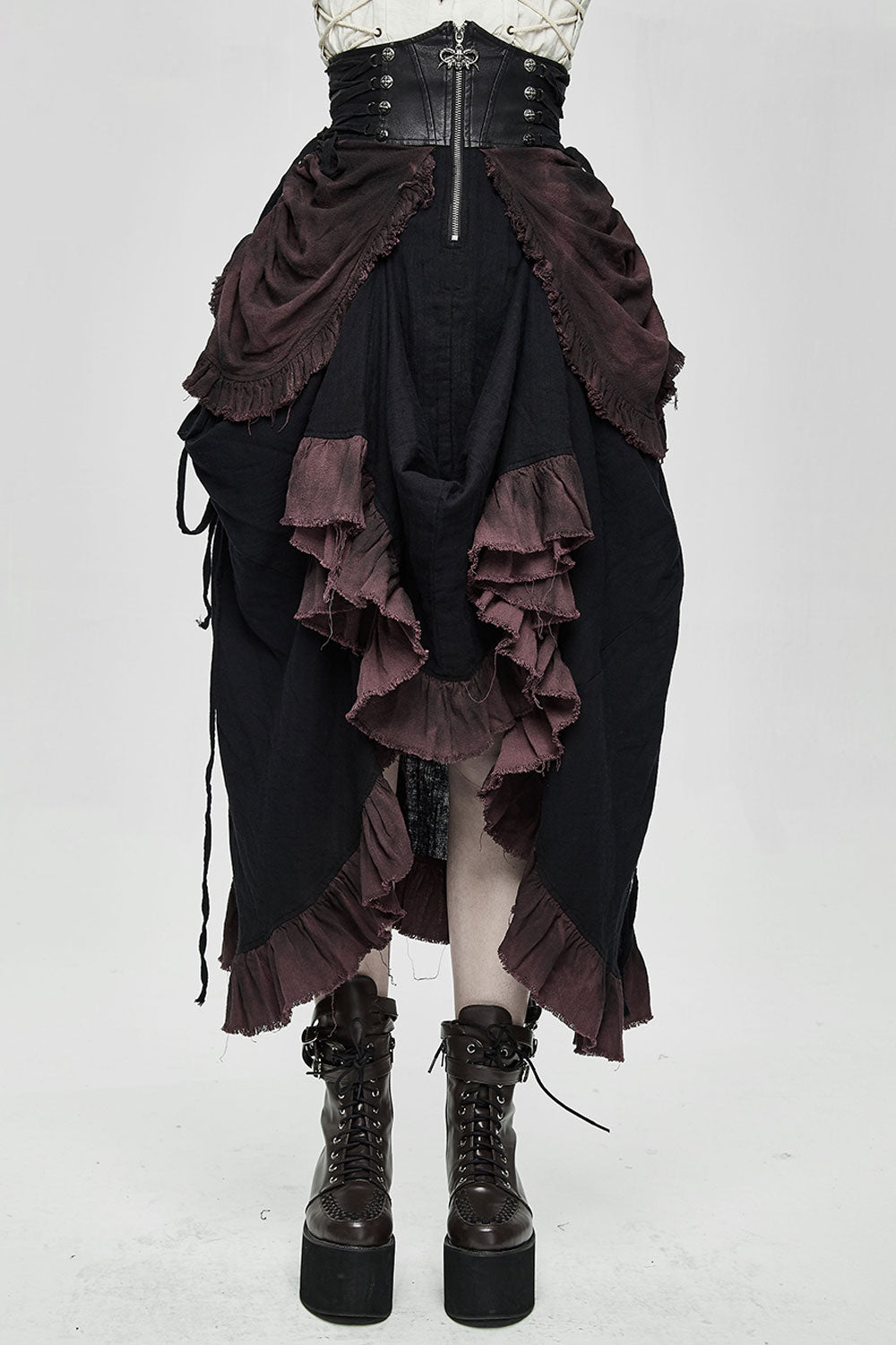Victorian goth layered ruffle skirt for women