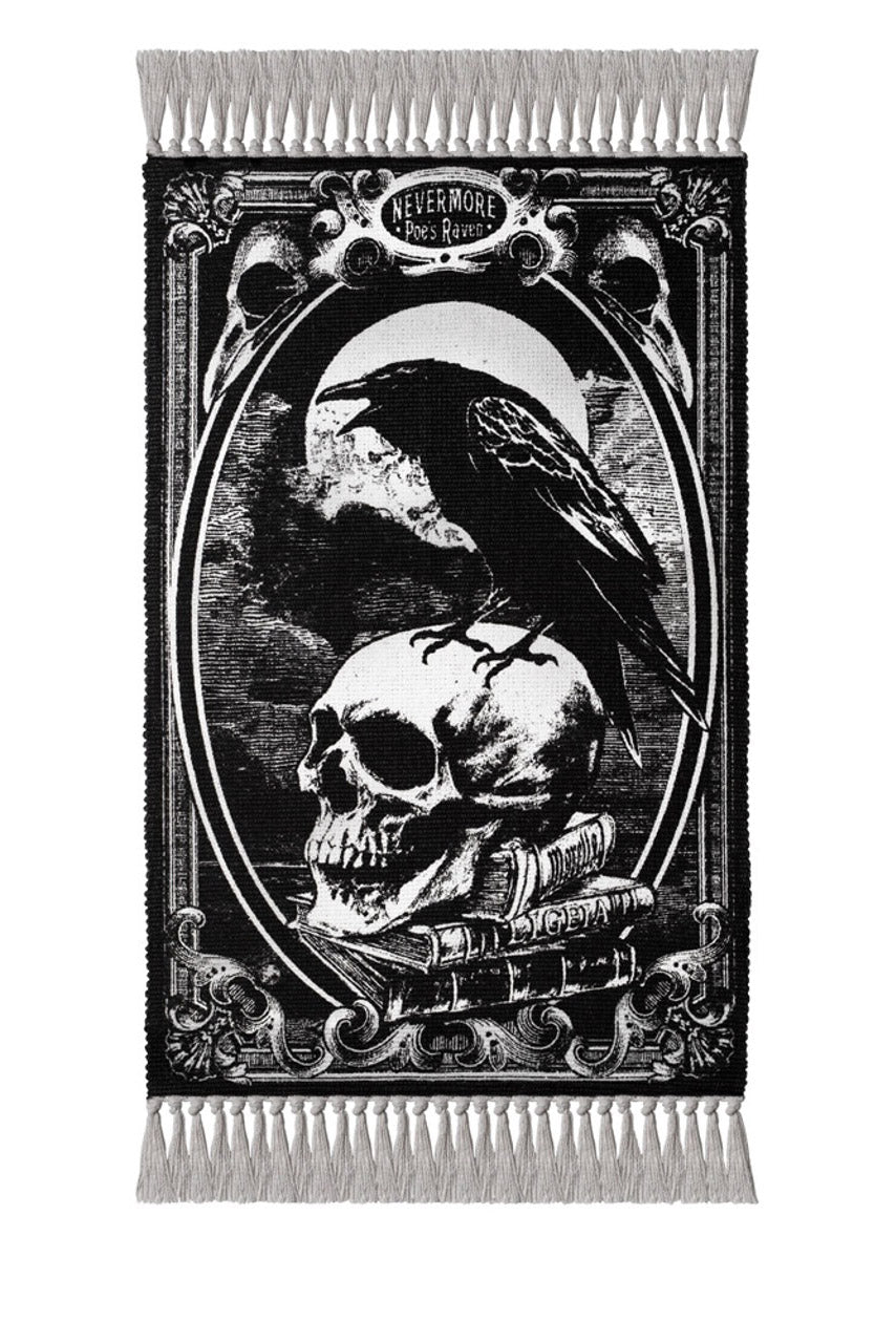 gothic crow and skull house rug