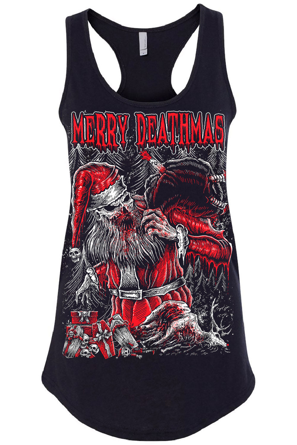 womens heavy metal santa shirt tank top