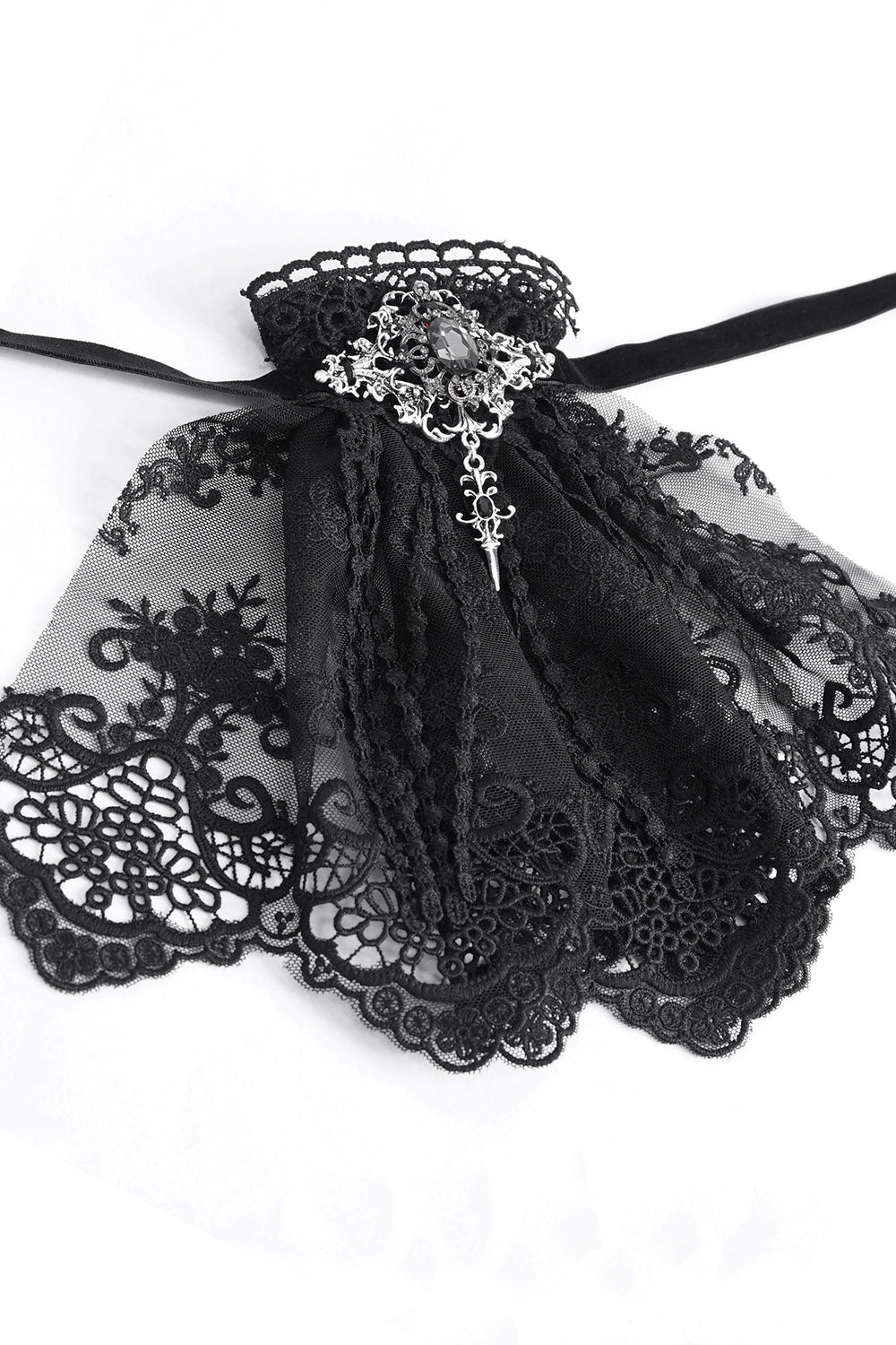black steampunk necktie with faux gemstone