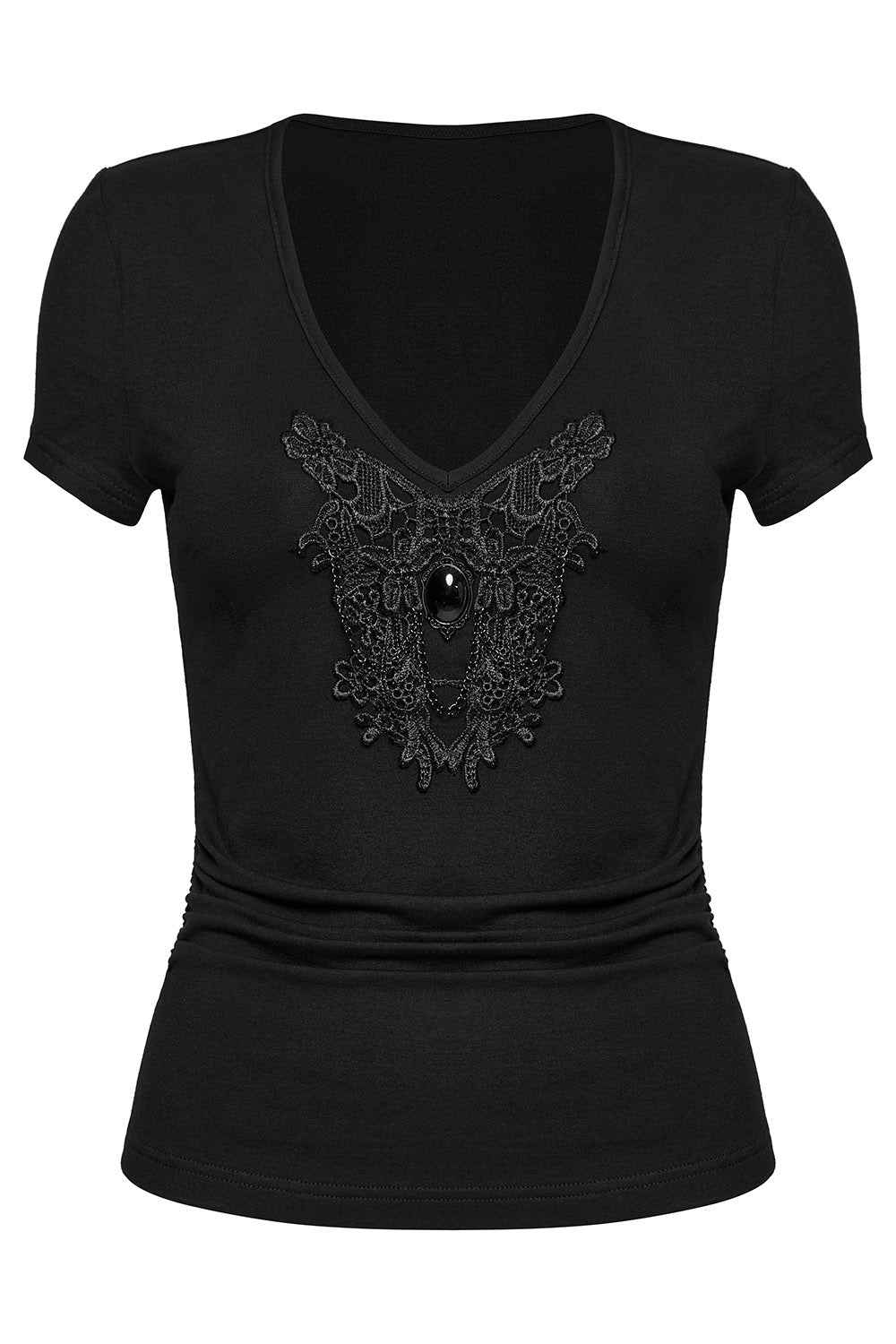 womens embroidered floral faux gemstone top 